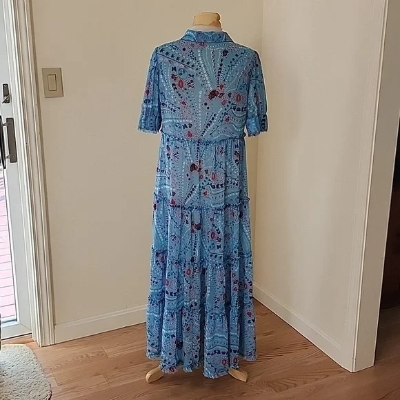 Zadig and voltaire medium turquoise rapidly print psyche maxi dress .
